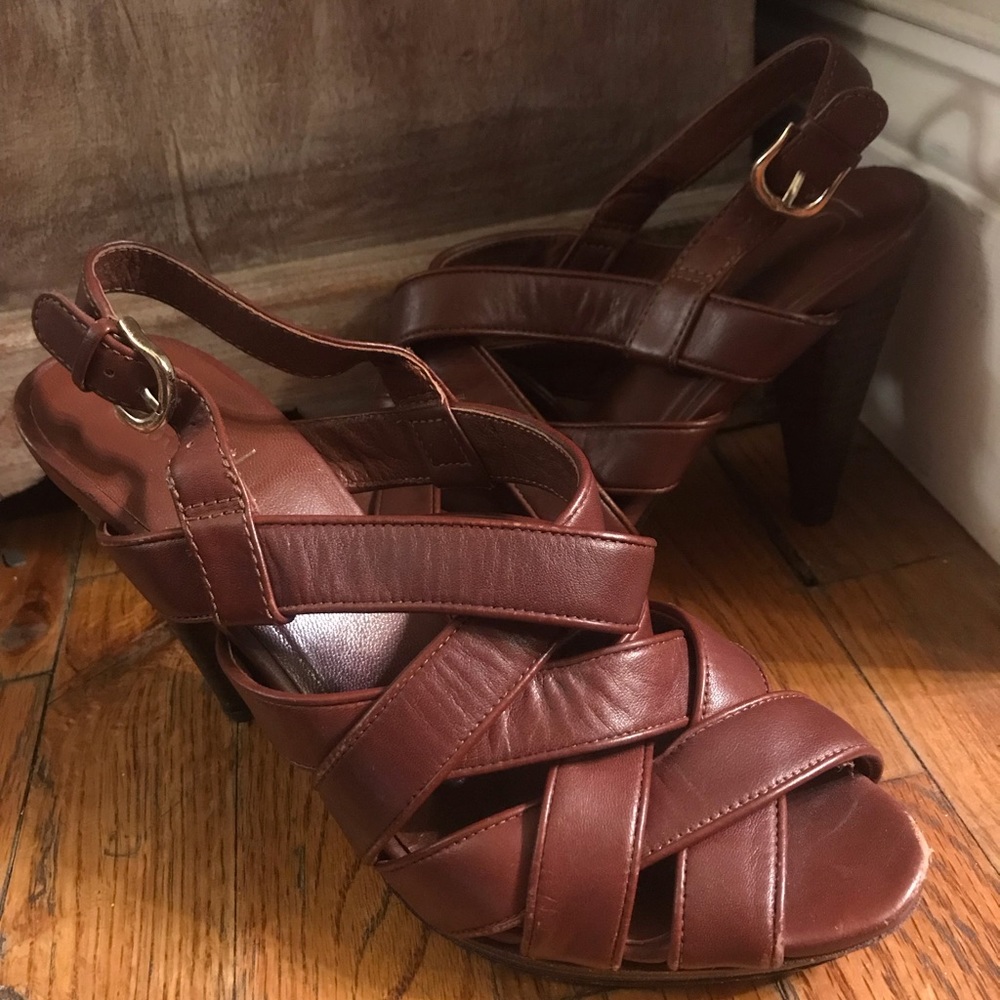 Cole Haan braided heels- Cognac color